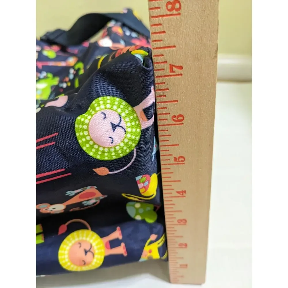 Lesportsac Large Baby Diaper Bag Safari Nylon Blue Lion Elephant Flamingo
